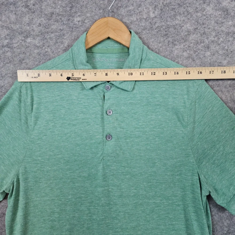 Banana Republic Vintage Men's Heathered Green Polo Shirt Size L Golf Summer HOLE